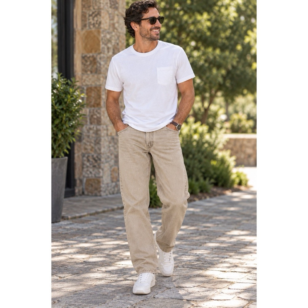 Levi's 565 Loose Straight Jeans Men's 38x30 Tan Beige Relaxed Fit Denim